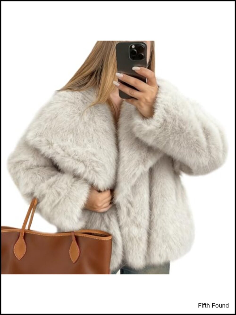 Flygo Women's Fluffy Faux Fur Coat Long Sleeve Cropped Faux Fur Jacket